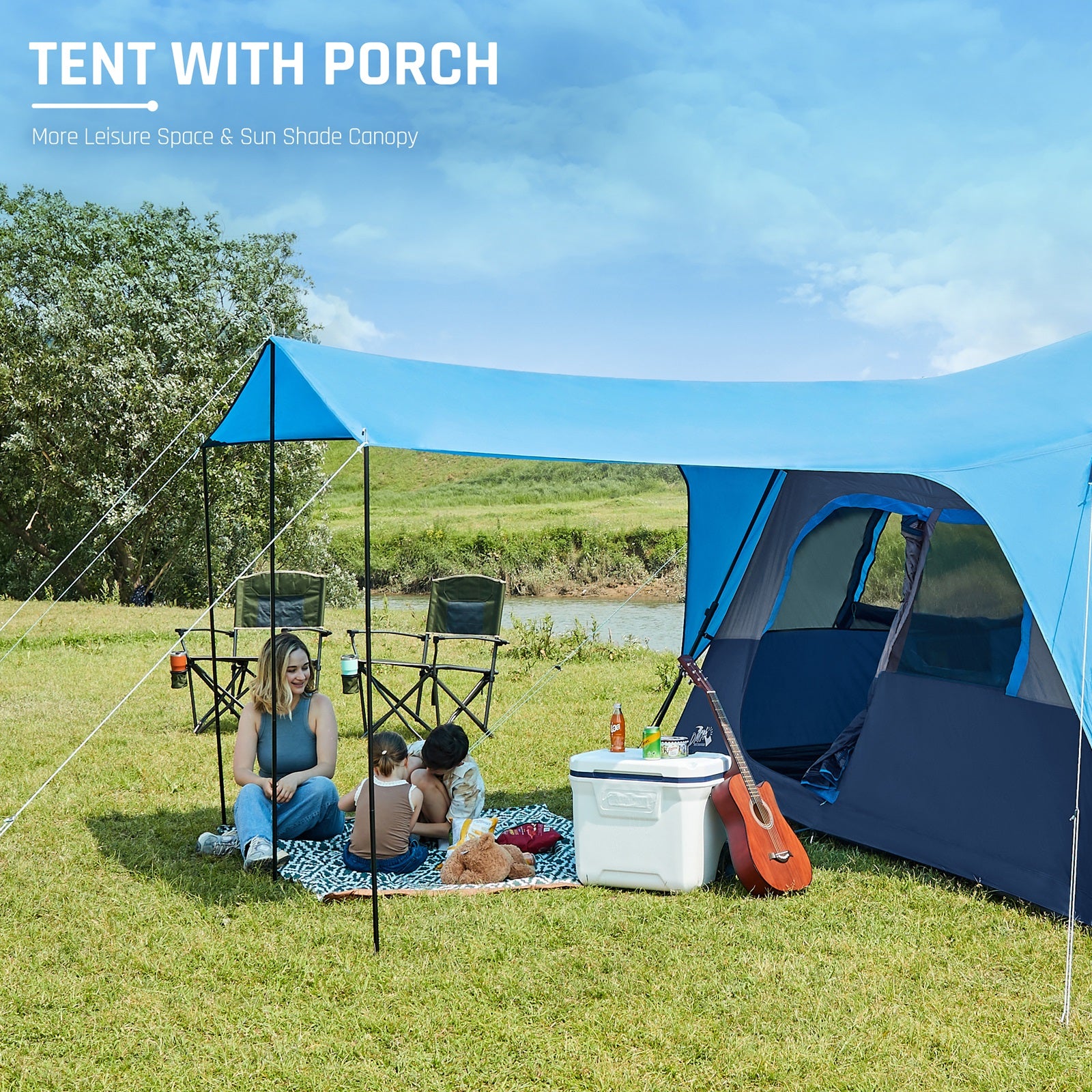 8-Person Waterproof Camping Tent with Porch