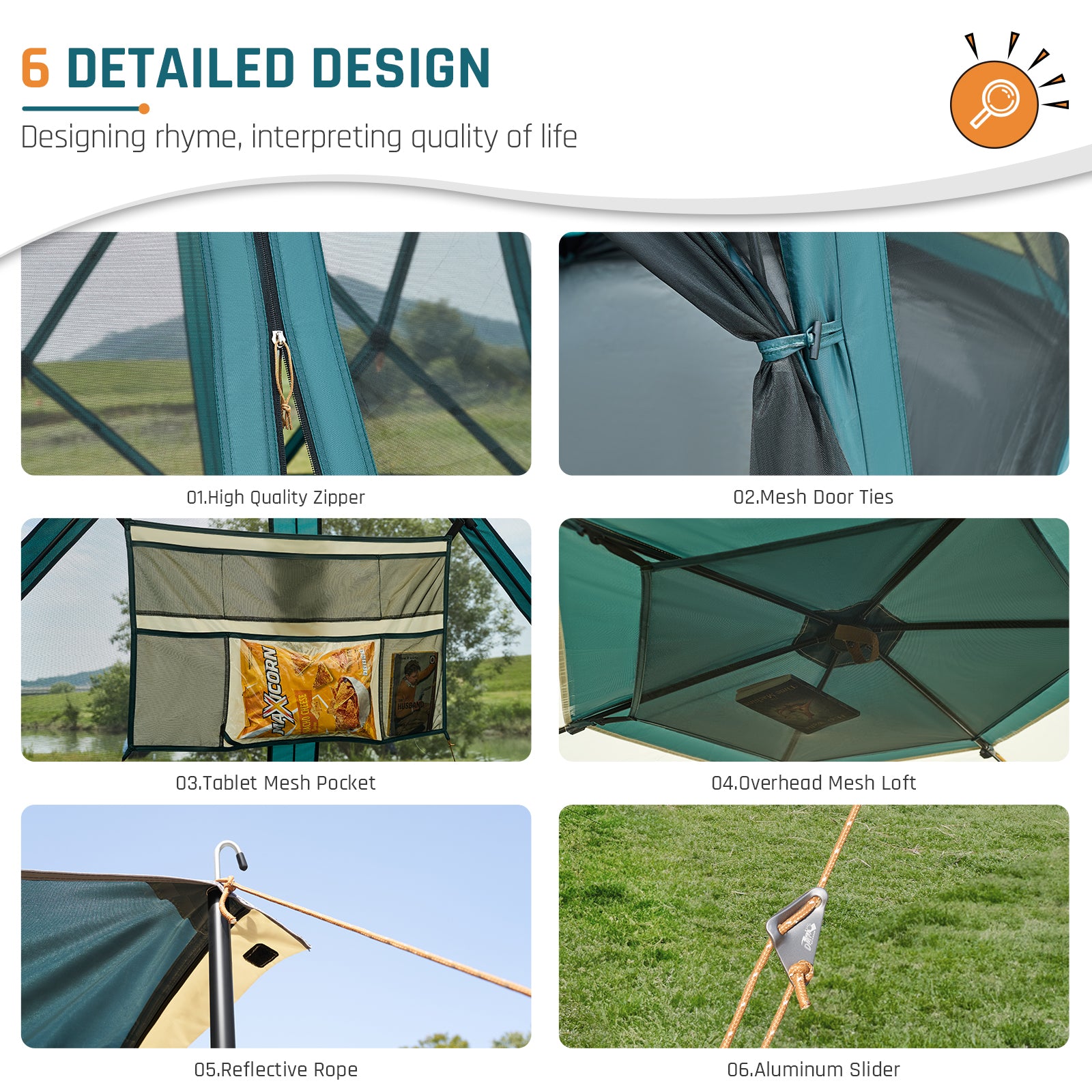 6-Person Instant Pop-Up Camping Tent with Screened Porch